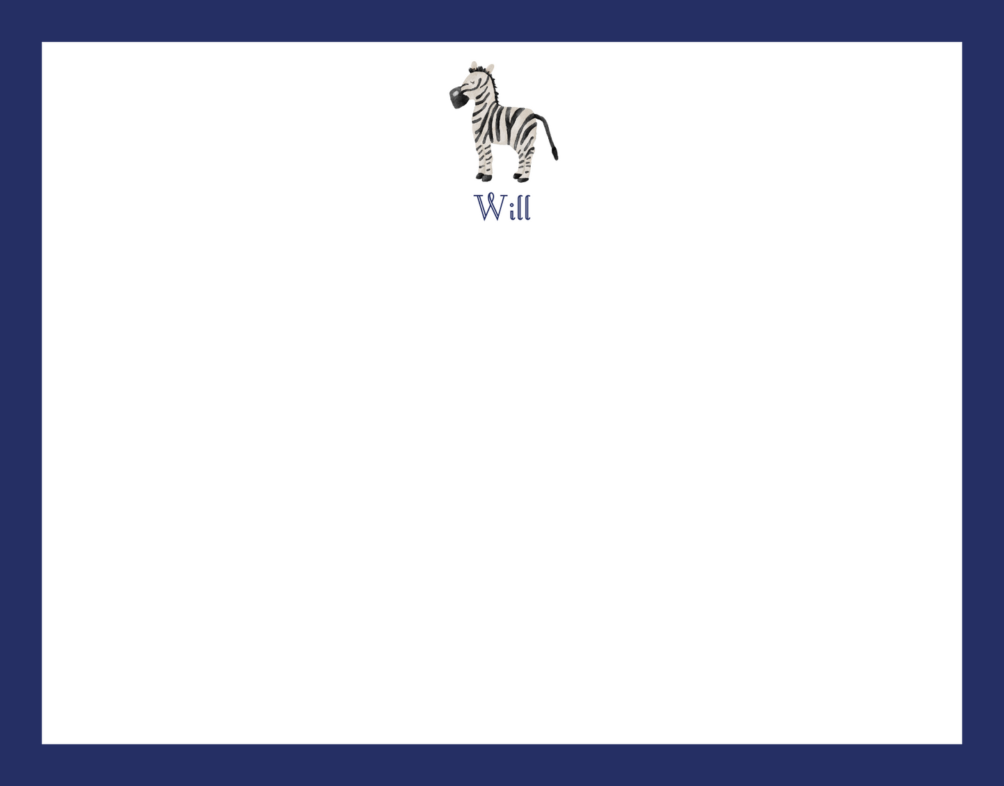 Mimi Paper Flat Note Personalized - Zebra