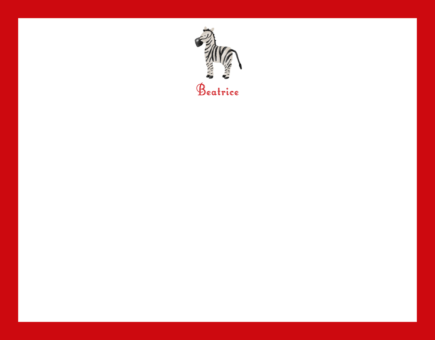 Mimi Paper Flat Note Personalized - Zebra