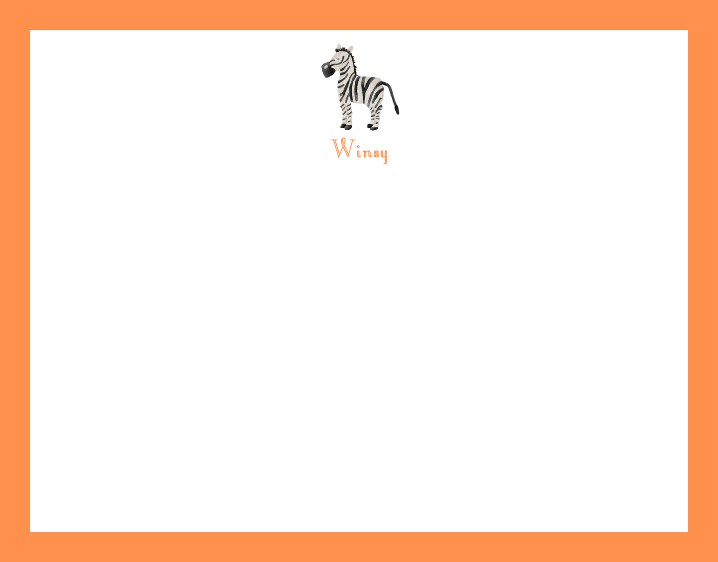 Mimi Paper Flat Note Personalized - Zebra