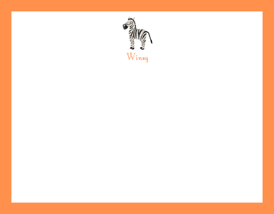 Mimi Paper Flat Note Personalized - Zebra