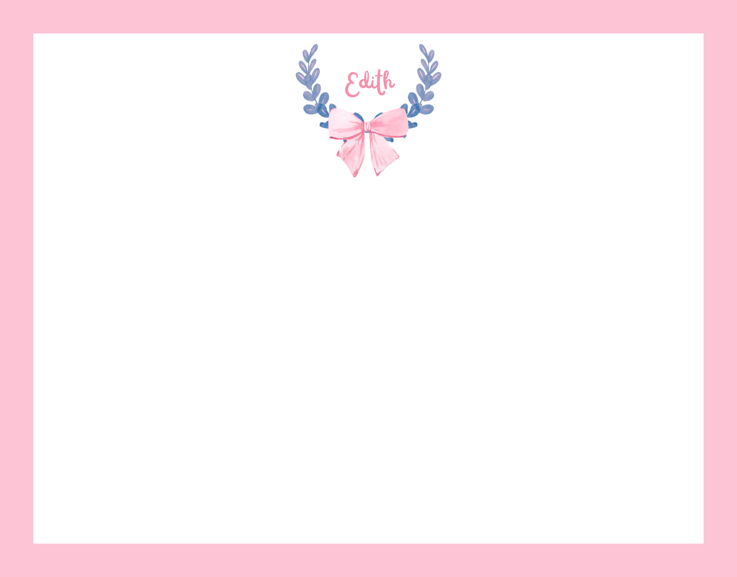 Mimi Paper Flat Note Personalized - Floral Wreath