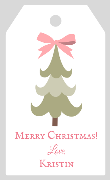Mimi Paper Holiday Large Gift Tag Personalized - Shaded Tree with Bow