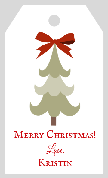 Mimi Paper Holiday Large Gift Tag Personalized - Shaded Tree with Bow