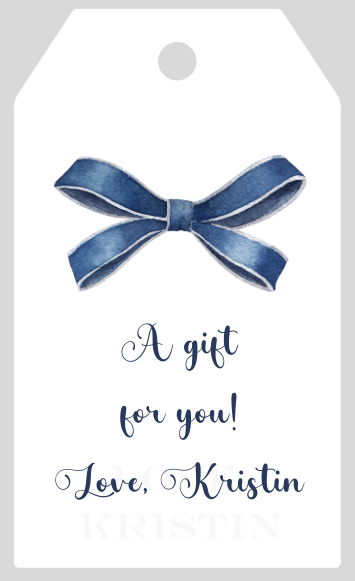 Mimi Paper Large Gift Tag Personalized - Navy Blue Bow