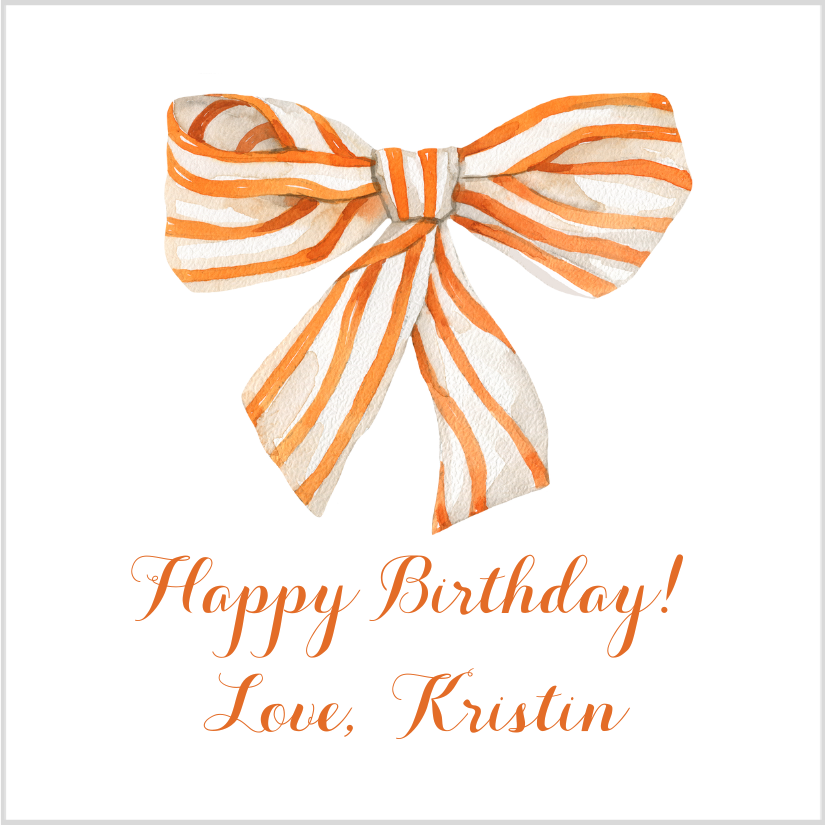 Mimi Paper Sticker - Bow Orange Stripe