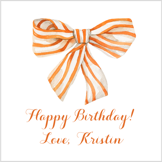 Mimi Paper Sticker - Bow Orange Stripe
