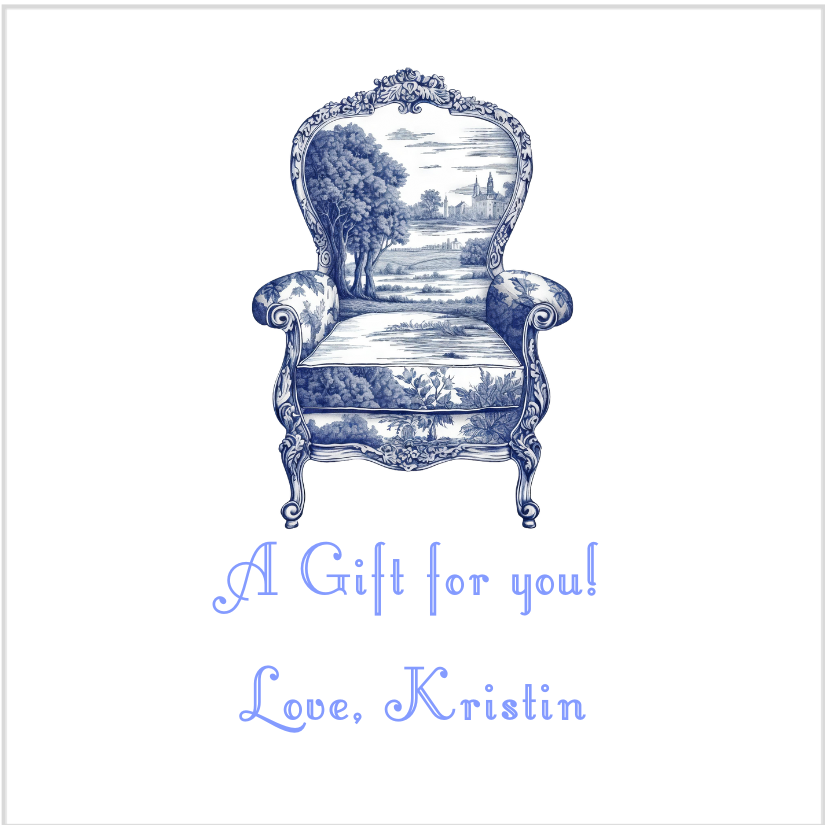 Mimi Paper Sticker -  Blue Toile Chair